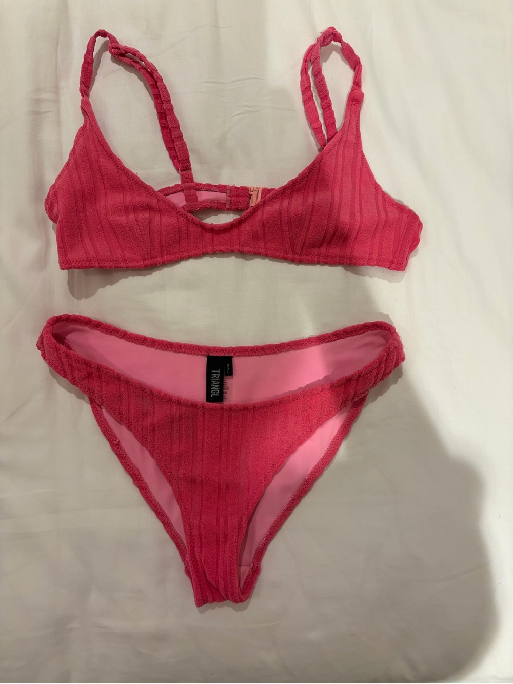 triangl swimwear Ribbed Hot Pink Two-Piece Bikini Set